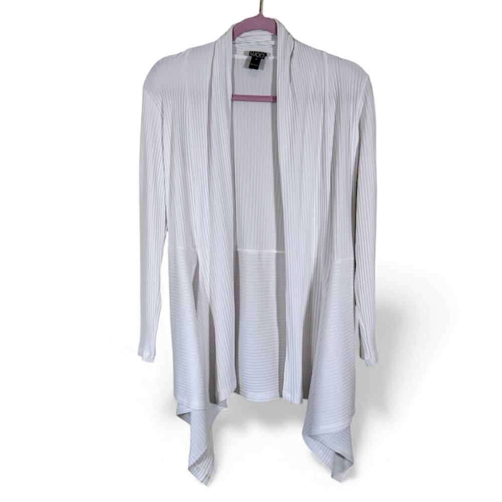 Clara Sun Woo White Open Front Waterfall Cardigan Sweater Womens S Preppy Casual